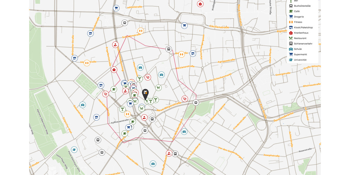 Etagenwohnung Köln / Altstadt-Süd Altstadt-Süd - 2 Zimmer, 43 m&sup2;, 285.000&euro; | Angebot:25696517