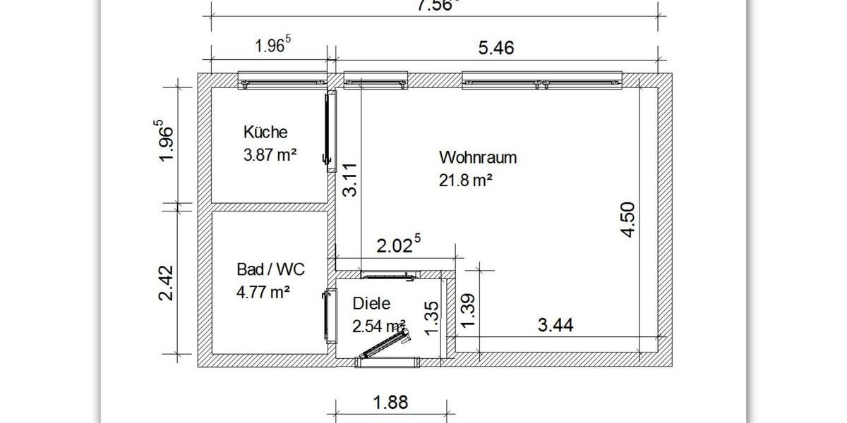 Etagenwohnung Niederkassel - 1 Zimmer, 33 m&sup2;, 430&euro; | Angebot:25933245