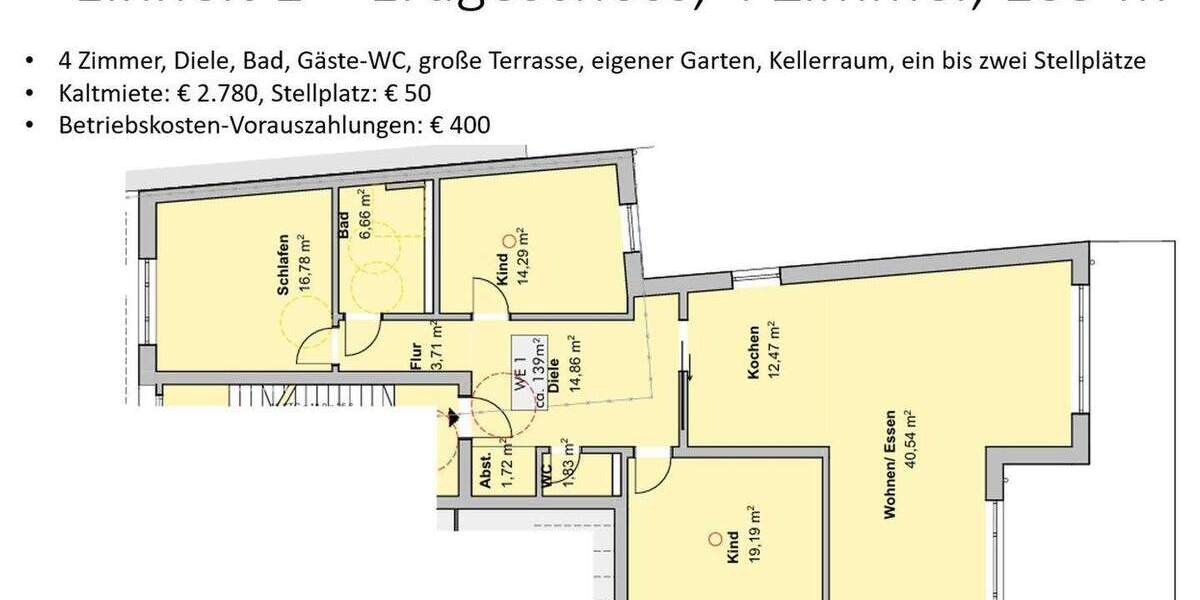 Etagenwohnung Köln Porz Ensen Ensen - 4 Zimmer, 139 m&sup2;, 2.780&euro; | Angebot:25722352