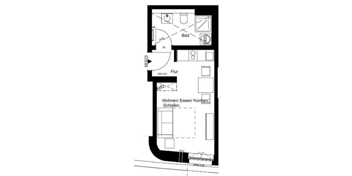 Erdgeschoßwohnung Köln Rodenkirchen - 1 Zimmer, 25 m&sup2;, 990&euro; | Angebot:25877167
