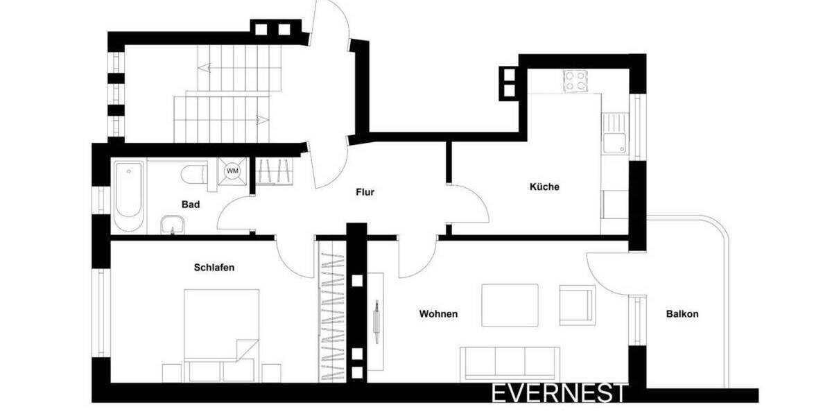 Etagenwohnung Köln Sülz - 2 Zimmer, 58 m&sup2;, 320.000&euro; | Angebot:26731127