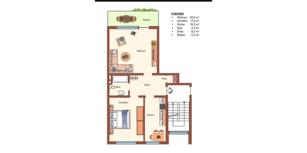 Etagenwohnung Bergheim Auenheim - 2 Zimmer, 67 m&sup2;, 970&euro; | Angebot:25999468