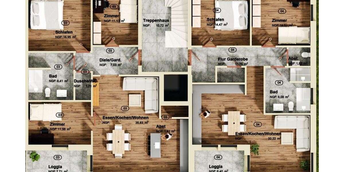 Etagenwohnung Pulheim - 4 Zimmer, 98 m&sup2;, 619.000&euro; | Angebot:23844146