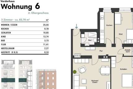 Wohnung Köln Neustadt/Süd - 3 Zimmer, 84 m&sup2;, 584.000&euro; | Angebot:25510476