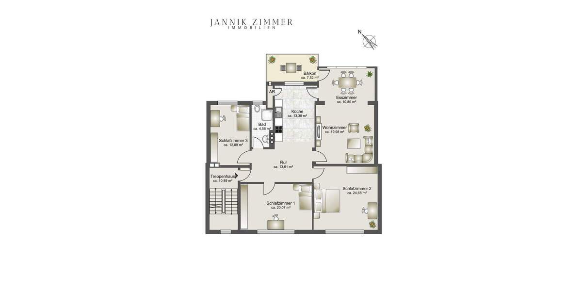 Etagenwohnung Köln Neuehrenfeld - 4 Zimmer, 125 m&sup2;, 599.000&euro; | Angebot:25835795