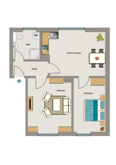 Etagenwohnung Aldenhoven - 2.5 Zimmer, 47 m&sup2;, 399&euro; | Angebot:25978172