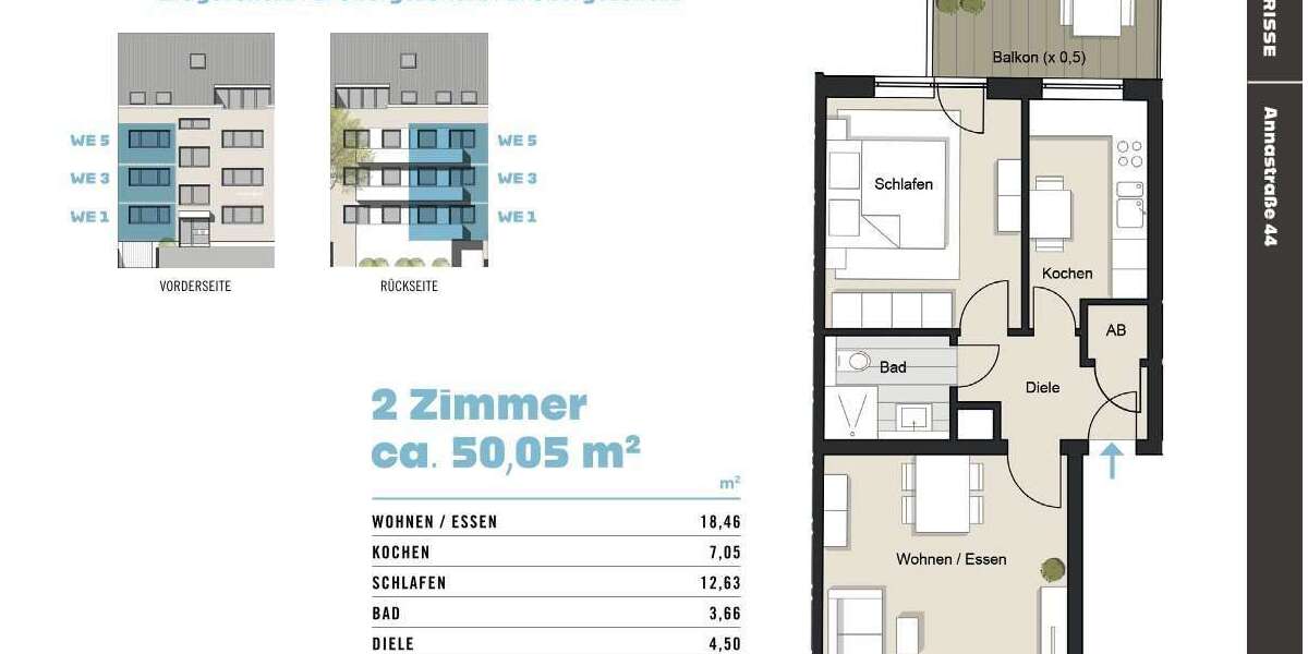 Etagenwohnung Köln Rodenkirchen - 2 Zimmer, 50 m&sup2;, 325.000&euro; | Angebot:24941393