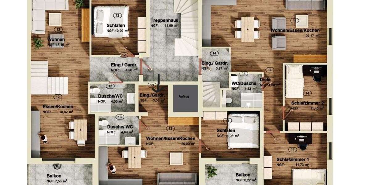 Etagenwohnung Pulheim - 4 Zimmer, 106 m&sup2;, 665.000&euro; | Angebot:23872350