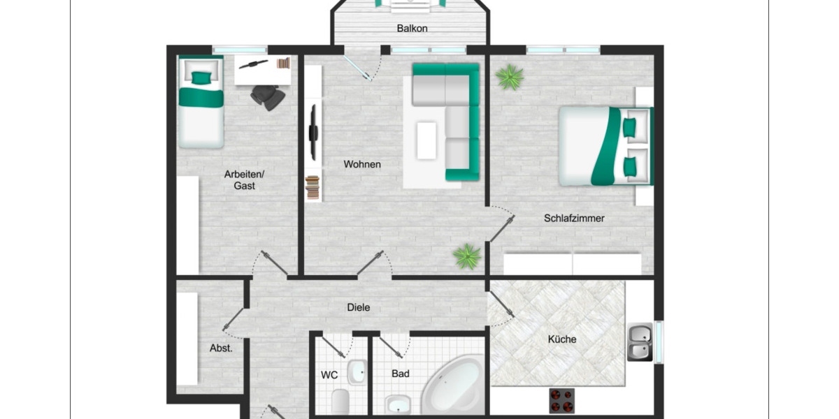 Etagenwohnung Köln Zündorf - 3 Zimmer, 69 m&sup2;, 199.000&euro; | Angebot:25687090