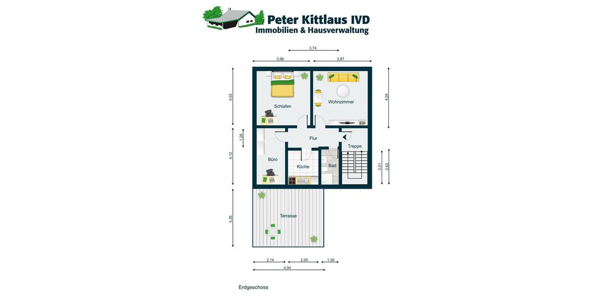 Erdgeschoßwohnung Niederkassel - 3 Zimmer, 57 m&sup2;, 770&euro; | Angebot:25903387