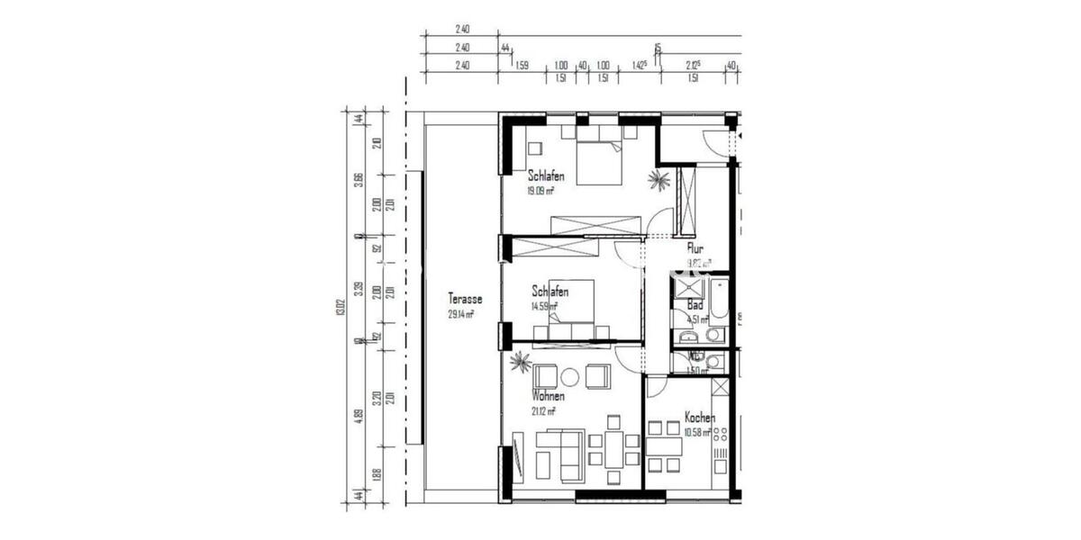Etagenwohnung Köln Lindenthal - 3 Zimmer, 89 m&sup2;, 1.305&euro; | Angebot:24541375