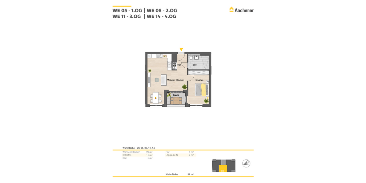 Etagenwohnung Ehrenfeld Ehrenfeld - 2 Zimmer, 57 m&sup2;, 437.900&euro; | Angebot:24760441