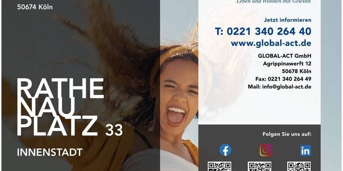 Etagenwohnung Köln Neustadt-Süd - 2 Zimmer, 59 m&sup2;, 389.000&euro; | Angebot:25683081