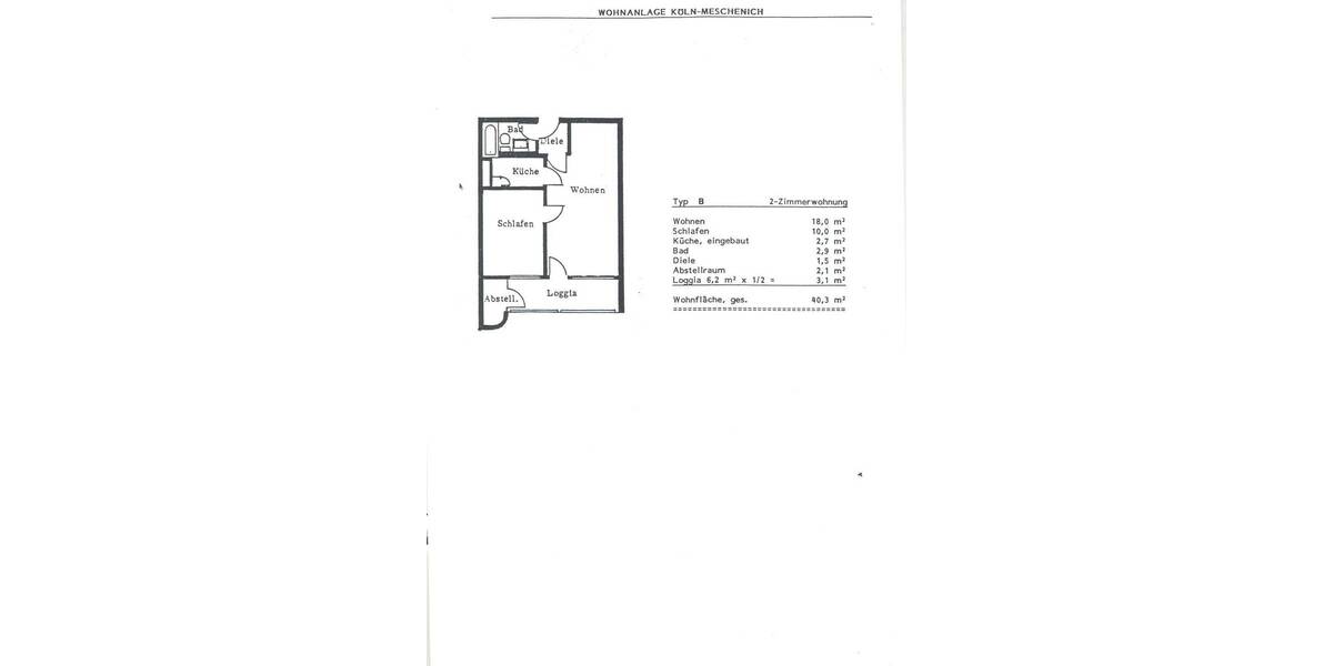 Etagenwohnung köln Meschenich - 2 Zimmer, 40 m&sup2;, 680&euro; | Angebot:26819728