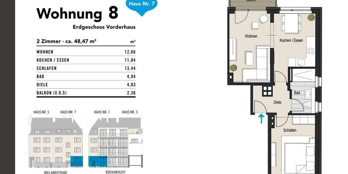 Etagenwohnung Köln Bayenthal - 2 Zimmer, 48 m&sup2;, 349.000&euro; | Angebot:25667822