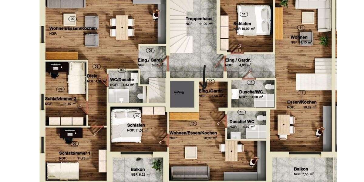 Etagenwohnung Pulheim - 4 Zimmer, 109 m&sup2;, 684.000&euro; | Angebot:23872355