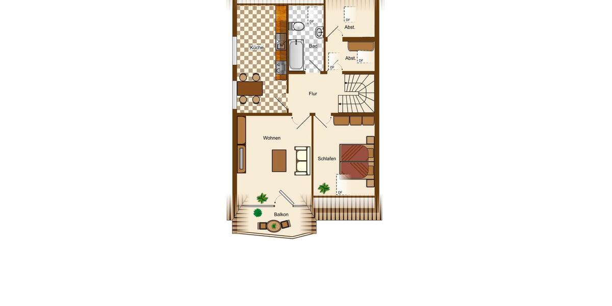 Dachgeschoßwohnung Köln Porz - 2 Zimmer, 63 m&sup2;, 239.000&euro; | Angebot:25987835